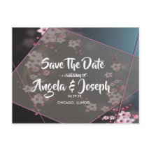 Cherry Blossom Geometric Floral Save the Date