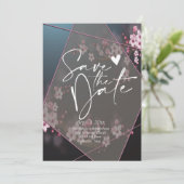 Cherry Blossom Geometric Floral Save the Date Invi Einladung (Stehend Vorderseite)