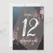 Cherry Blossom Geometric Floral Tischnummer (Vorderseite)