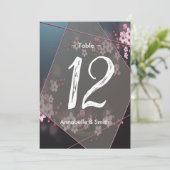 Cherry Blossom Geometric Floral Tischnummer (Stehend Vorderseite)