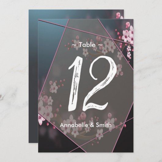Cherry Blossom Geometric Floral Tischnummer (Vorne/Hinten)
