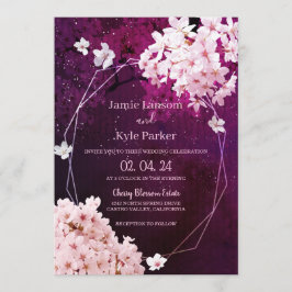 Cherry Blossom Geometric Floral Wedding Einladung