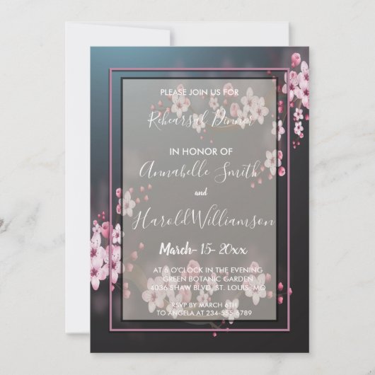 Cherry Blossom Geometric Probe Abendessen Einladung (Vorderseite)