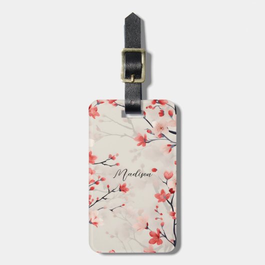 Cherry Blossom Gepäckmarke Gepäckanhänger (Vorderseite vertikal)
