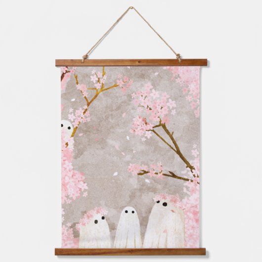 Cherry Blossom Ghosts Wandteppich Mit Holzrahmen (Vorderseite)
