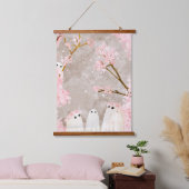 Cherry Blossom Ghosts Wandteppich Mit Holzrahmen (Schlafzimmer)