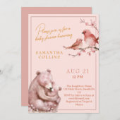 Cherry Blossom Girl Woodland Babydusche Einladung (Vorne/Hinten)