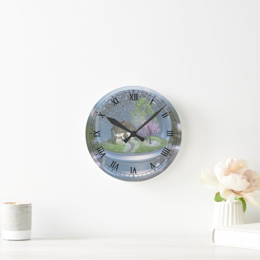 Cherry Blossom Globe Clock Runde Wanduhr (Zuhause)