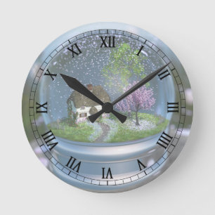 Cherry Blossom Globe Clock Runde Wanduhr