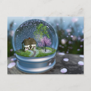 Cherry Blossom Globe Postcard Postkarte