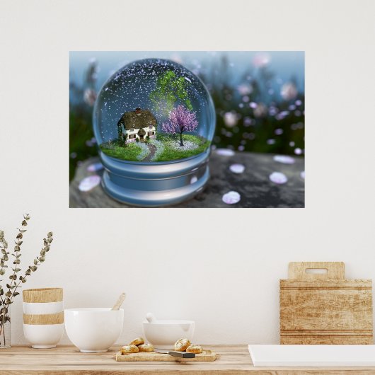 Cherry Blossom Globe Print Poster (Küche)