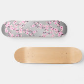 Cherry Blossom Grau Pink Asia Floral Skateboard (Horizontal)