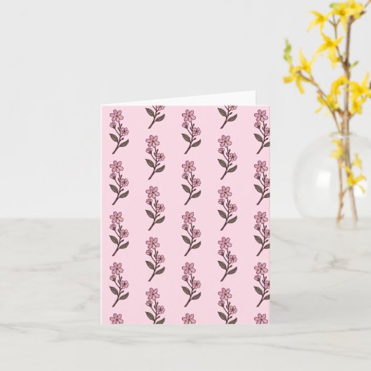 Cherry Blossom Greetings Card - rosa Muster Karte (Gelbe Blume)