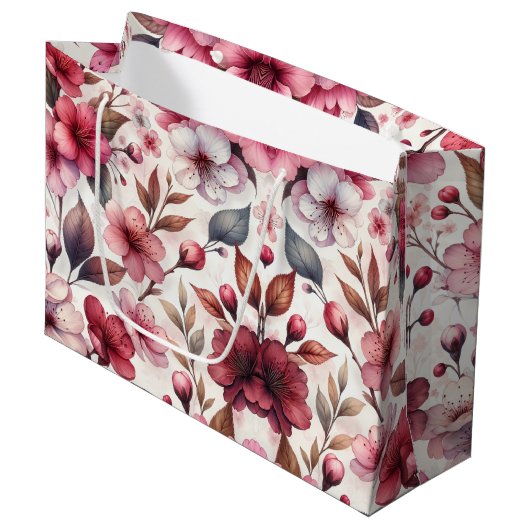 Cherry Blossom Große Geschenktüte (Vorderseite Schrägansicht)