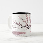 Cherry Blossom Harmony - Elegant Zweifarbige Tasse (Vorderseite Links)