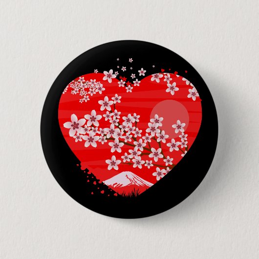 Cherry Blossom Herz Button (Vorderseite)