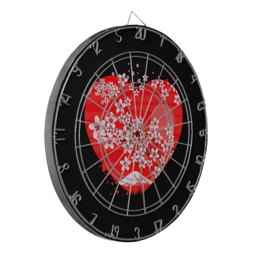 Cherry Blossom Herz Dartscheibe (Vorderseite Links)