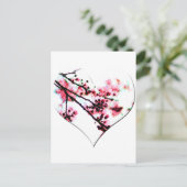 Cherry Blossom Herz Postkarte (Stehend Vorderseite)
