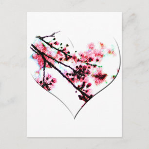 Cherry Blossom Herz Postkarte