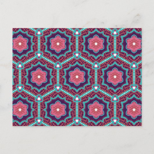 Cherry Blossom Hexagons - Rosa Blume Blumengeflech Postkarte (Vorderseite)
