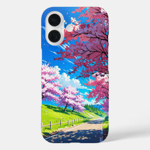 Cherry Blossom Hills - Anime Spring Landschaft iPhone 16 Hülle