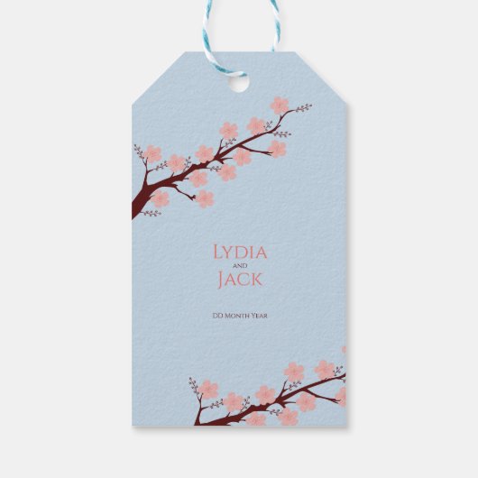 Cherry Blossom Hochzeit Geschenkanhänger (Rückseite)