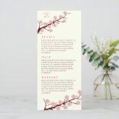 Cherry Blossom Hochzeit Menükarte (Stehend Vorderseite)