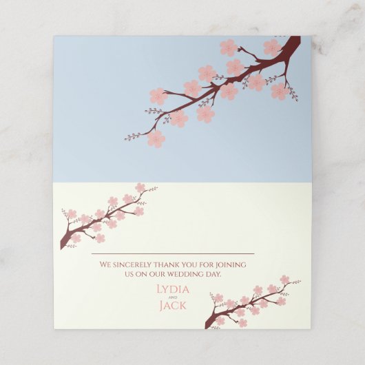 Cherry Blossom Hochzeit Platzkarte (Außenseite Aufgefaltet)