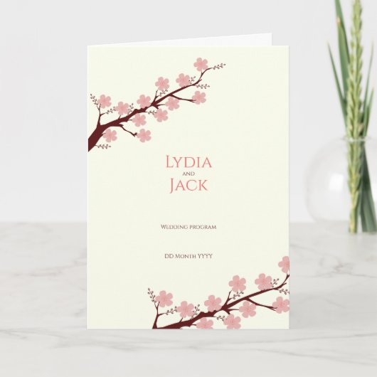 Cherry Blossom Hochzeit Programm (Vorderseite)