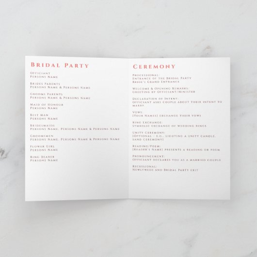 Cherry Blossom Hochzeit Programm (Innenseite)