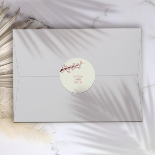 Cherry Blossom Hochzeit Runder Aufkleber
