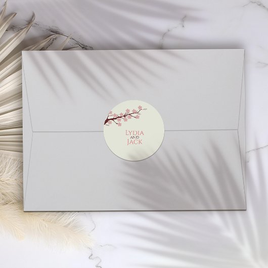 Cherry Blossom Hochzeit Runder Aufkleber