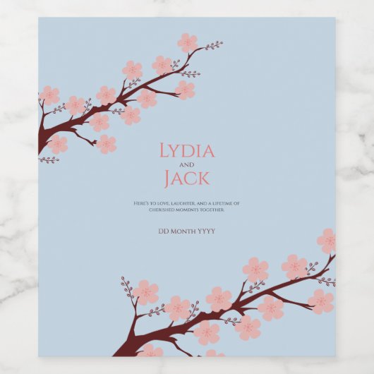 Cherry Blossom Hochzeit Weinetikett (Einzelnes Label)