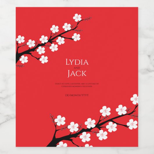Cherry Blossom Hochzeit Weinetikett (Einzelnes Label)