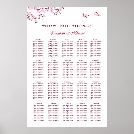 Cherry Blossom Hochzeitstabelle Poster (Vorne)