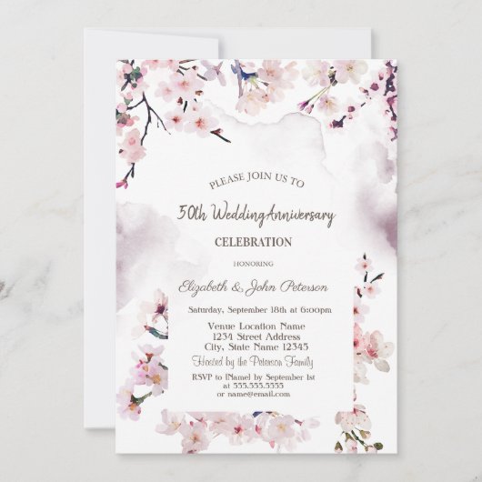 Cherry Blossom Hochzeitstag Einladung (Vorderseite)