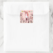 Cherry Blossom Hübsch Pink Fawn Quadratischer Aufkleber (Tasche)