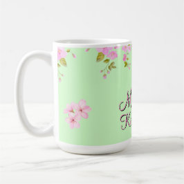 Cherry Blossom Hübsch Pink & Green Custom Kaffeetasse