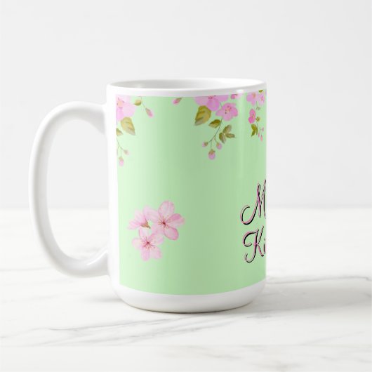Cherry Blossom Hübsch Pink & Green Custom Kaffeetasse (Links)
