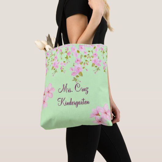 Cherry Blossom Hübsch Pink & Green Custom Tasche (Von Nahem)
