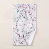 Cherry Blossom Illustrative Dusty Pink Mauve Badhandtuch Set (Handtuch)