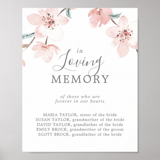 Cherry Blossom in Love Memory Memorial-Zeichen Poster (Vorne)