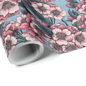 Cherry blossom in pink and blue geschenkpapier (Rolleneckpunkt)