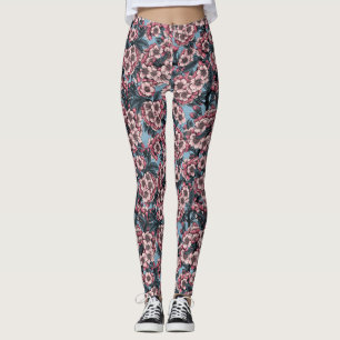 Cherry blossom in pink and blue leggings