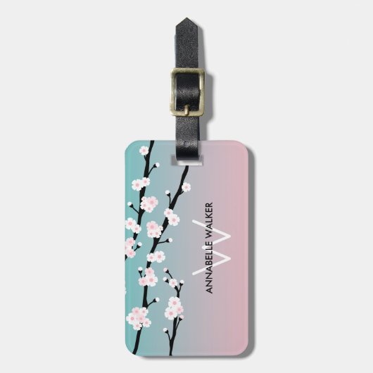Cherry Blossom Individuelle Name Gepäckanhänger (Vorderseite vertikal)