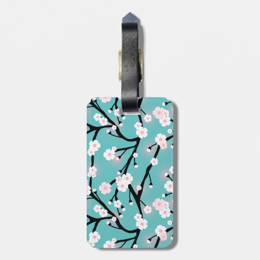 Cherry Blossom Individuelle Name Gepäckanhänger (Rückseite vertikal)