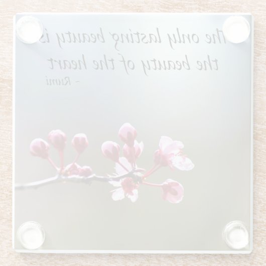 Cherry Blossom Inspirational Zitat Glasuntersetzer (Rückseite)