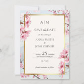 Cherry Blossom Japan Elegante Blush Gold Wedding Save The Date (Vorderseite)