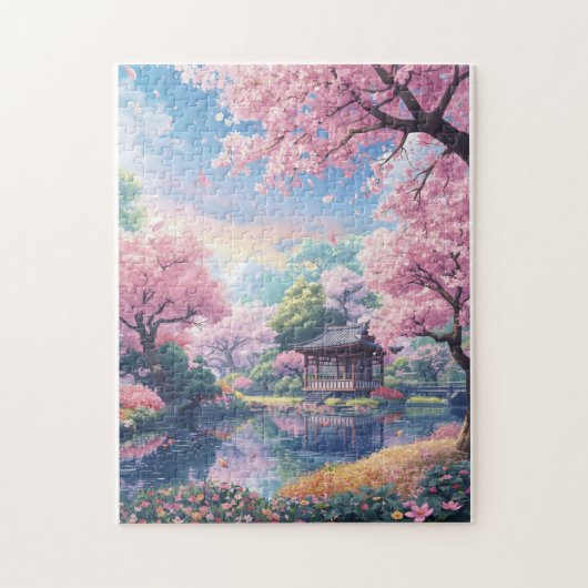Cherry Blossom Japanese Garden Puzzle – Sakura Lan (Vertikal)