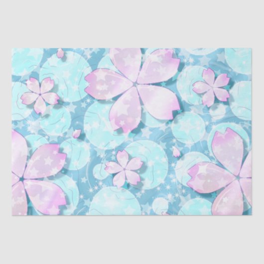 Cherry Blossom Japanese Kawaii Pond Seidenpapier (Vorderseite)